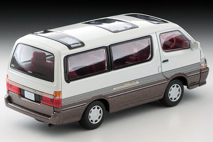 Mô hình xe Tomyca Limited Vintage TLV 1:64 Toyota Hiace Wagon 2.4 Super Custom Limited 1992 model (white/brown) | LV-N208a
