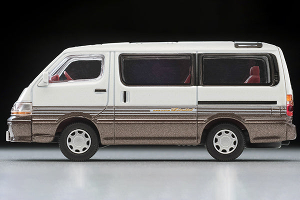Mô hình xe Tomyca Limited Vintage TLV 1:64 Toyota Hiace Wagon 2.4 Super Custom Limited 1992 model (white/brown) | LV-N208a