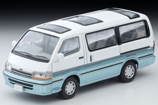 Mô hình xe Tomyca Limited Vintage TLV 1:64 Toyota Hiace Wagon Super Custom (white/light blue) 1990 model | LV-N208d