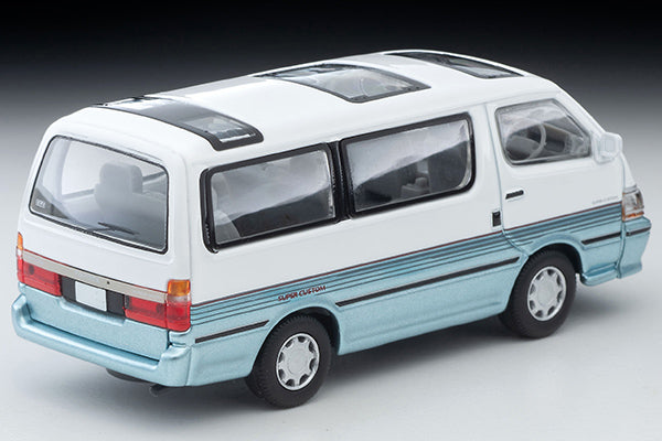 Mô hình xe Tomyca Limited Vintage TLV 1:64 Toyota Hiace Wagon Super Custom (white/light blue) 1990 model | LV-N208d