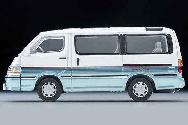 Mô hình xe Tomyca Limited Vintage TLV 1:64 Toyota Hiace Wagon Super Custom (white/light blue) 1990 model | LV-N208d
