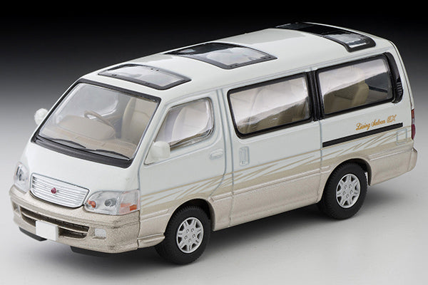 Mô hình xe Tomyca Limited Vintage TLV 1:64 Toyota Hiace Wagon Living Saloon EX 2002 model (white/beige) | LV-N216a