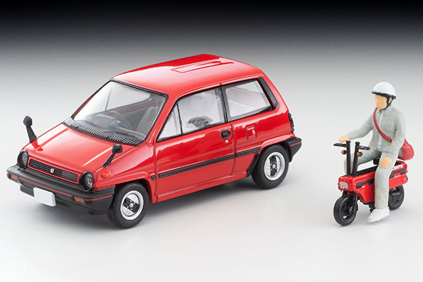 Mô hình xe Tomyca Limited Vintage TLV 1:64 Honda City R (red) with Motocompo, 1981 model | LV-N272a