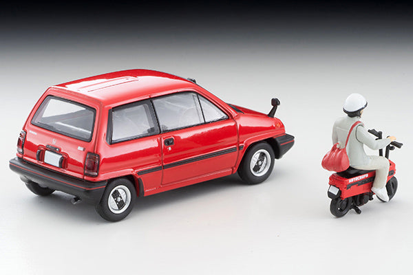 Mô hình xe Tomyca Limited Vintage TLV 1:64 Honda City R (red) with Motocompo, 1981 model | LV-N272a