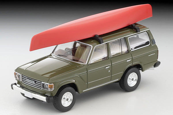 Mô hình xe Tomyca Limited Vintage TLV 1:64 Toyota Land Cruiser 60 (Olive) Canoe, Figure Included | LV-N279e