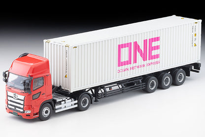 Mô hình xe Tomyca Limited Vintage TLV 1:64 Hino Profia 40ft marine container trailer (Toho Sharyo TC36H1C34) Ocean Network Express Gray Container | LV-N292d