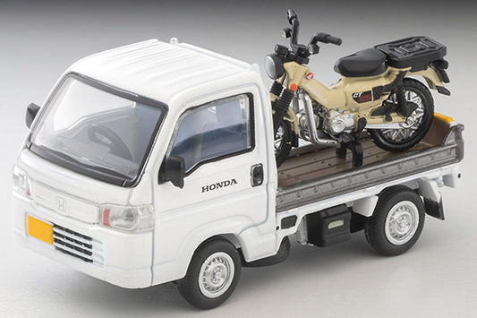 Mô hình xe Tomyca Limited Vintage TLV 1:64 Honda Acty Truck Motorcycle Shop Specification (White) with Honda CT125 Hunter Cub | LV-N330a