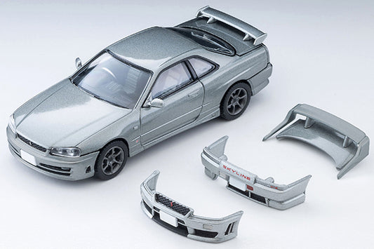 Mô hình xe Tomyca Limited Vintage TLV 1:64 Nissan Skyline 2-door sports coupe 25GT TURBO with optional parts (silver) 2000 model | LV-N353a