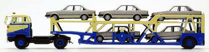 Mô hình xe Tomyca Limited Vintage TLV 1:64 Hino HE366 Car Transporter (Navy/Beige) | LV-N89b