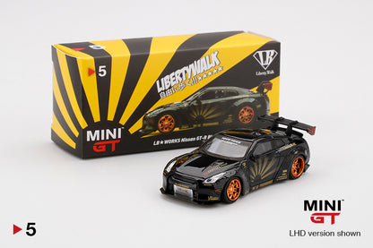 Mô hình xe Mini GT 1:64 LB WORKS Nissan GT-R (R35) Black w/ Copper Wheel - MGT00005