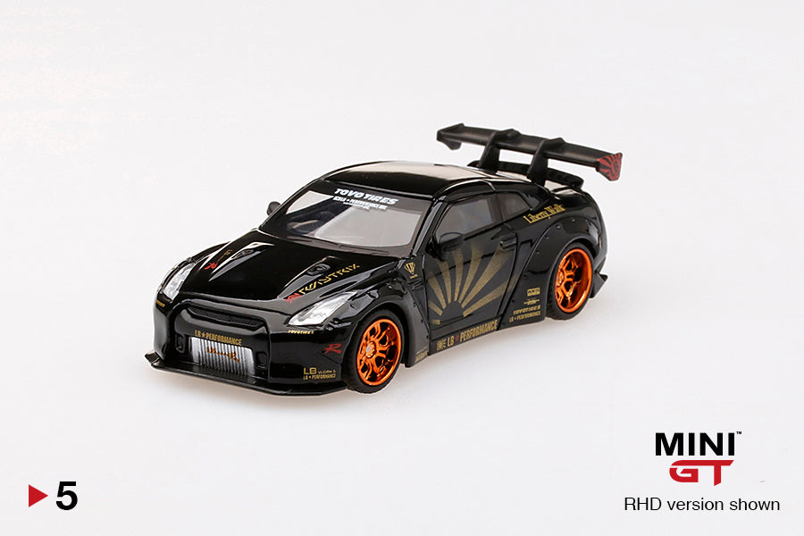 Mô hình xe Mini GT 1:64 LB WORKS Nissan GT-R (R35) Black w/ Copper Wheel - MGT00005