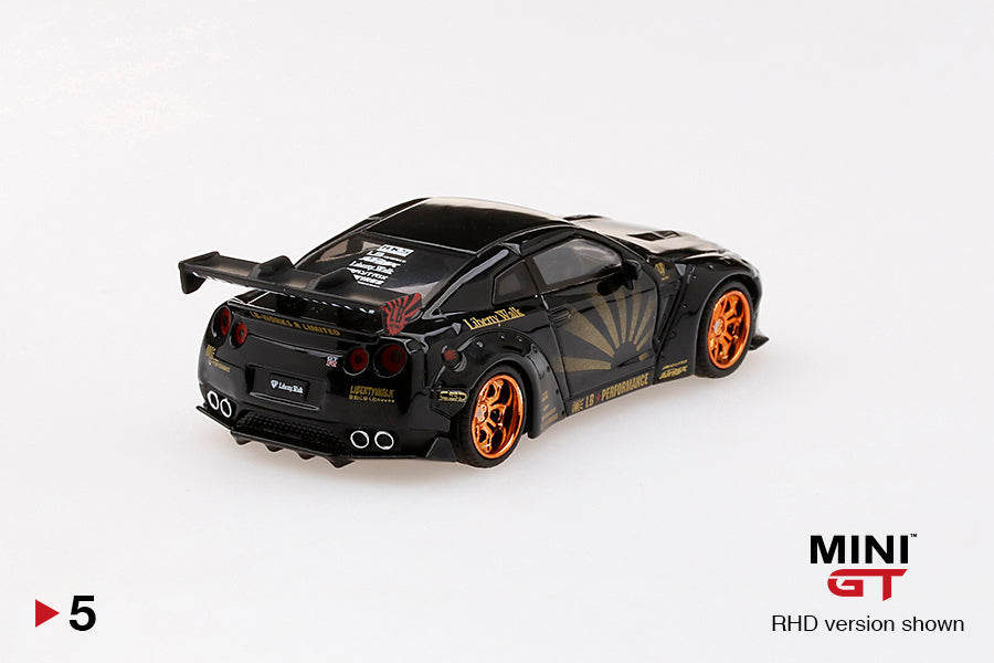 Mô hình xe Mini GT 1:64 LB WORKS Nissan GT-R (R35) Black w/ Copper Wheel - MGT00005