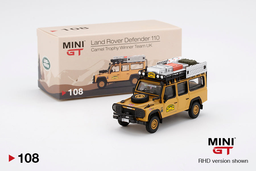 Mô hình xe Mini GT 1:64 Land Rover Defender 110 1989 Camel Trophy Winner - MGT000108-R