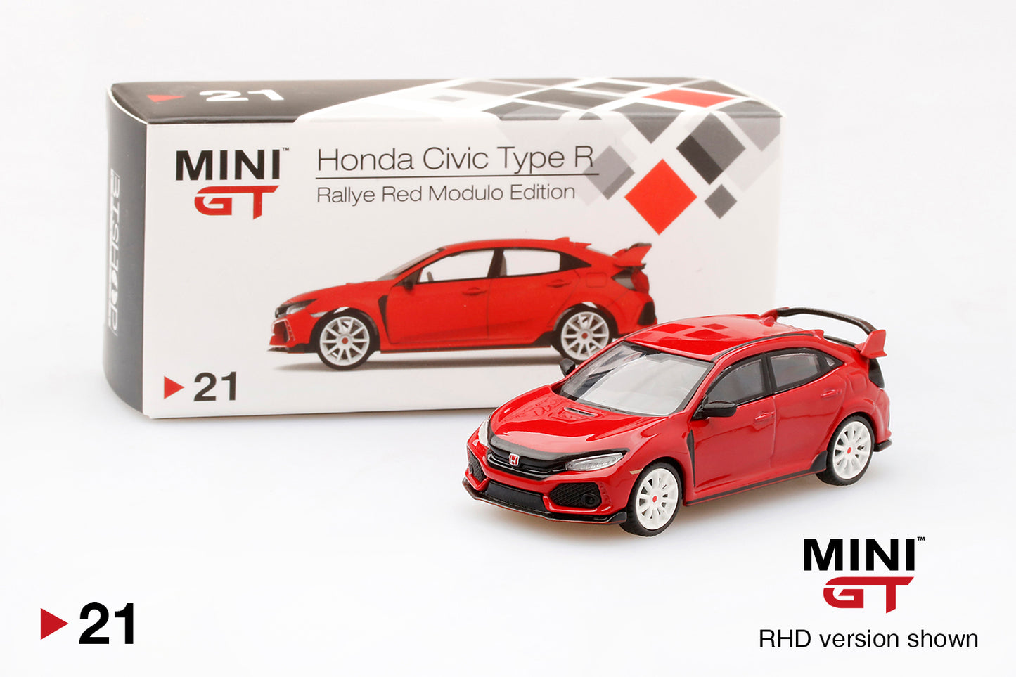 Mô hình xe Mini GT 1:64 Honda Civic Type R (FK8) Rallye Red Modulo Edition - MGT00021