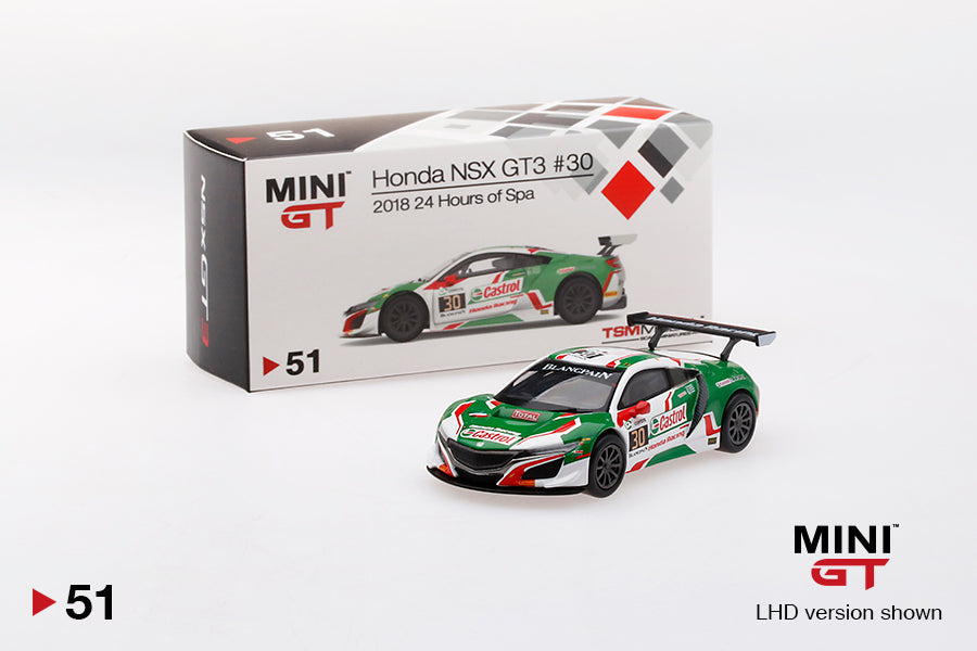 Mô hình xe Mini GT 1:64 Honda NSX GT3 #30 2018 24 Hours of Spa - MGT00051