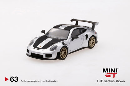 Mô hình xe Mini GT 1:64 Porsche 911 GT2 RS Weissach Package GT Silver Metallic - MGT00063