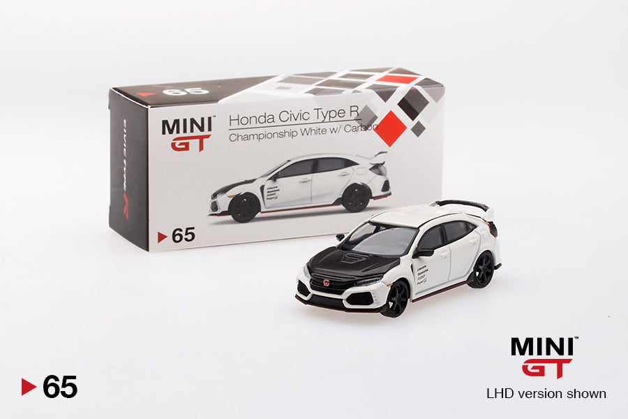 Mô hình xe Mini GT 1:64 Honda Civic Type R (FK8) Championship white w/ Carbon Kit & TE37 Wheel - MGT00065