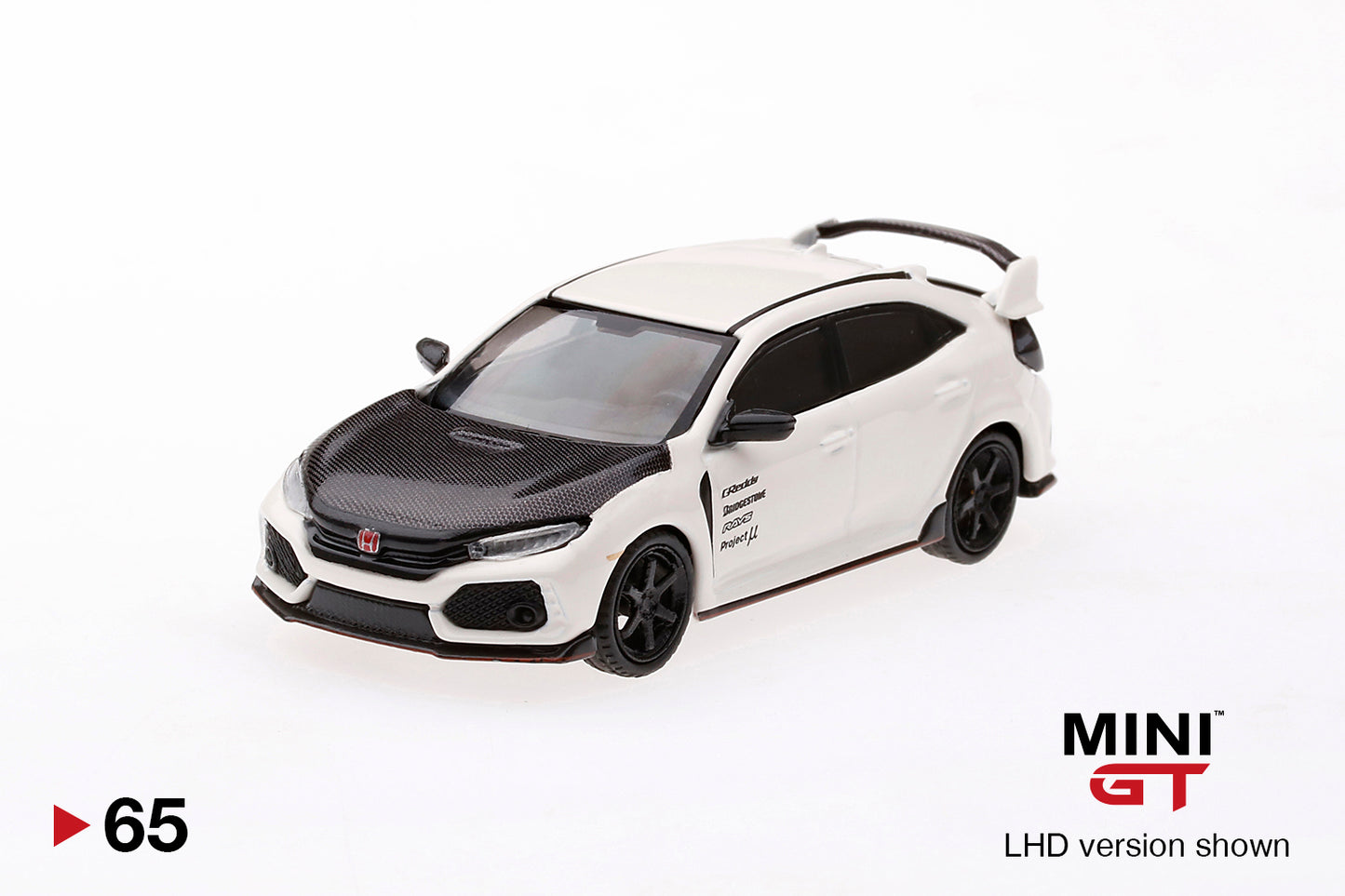 Mô hình xe Mini GT 1:64 Honda Civic Type R (FK8) Championship white w/ Carbon Kit & TE37 Wheel - MGT00065