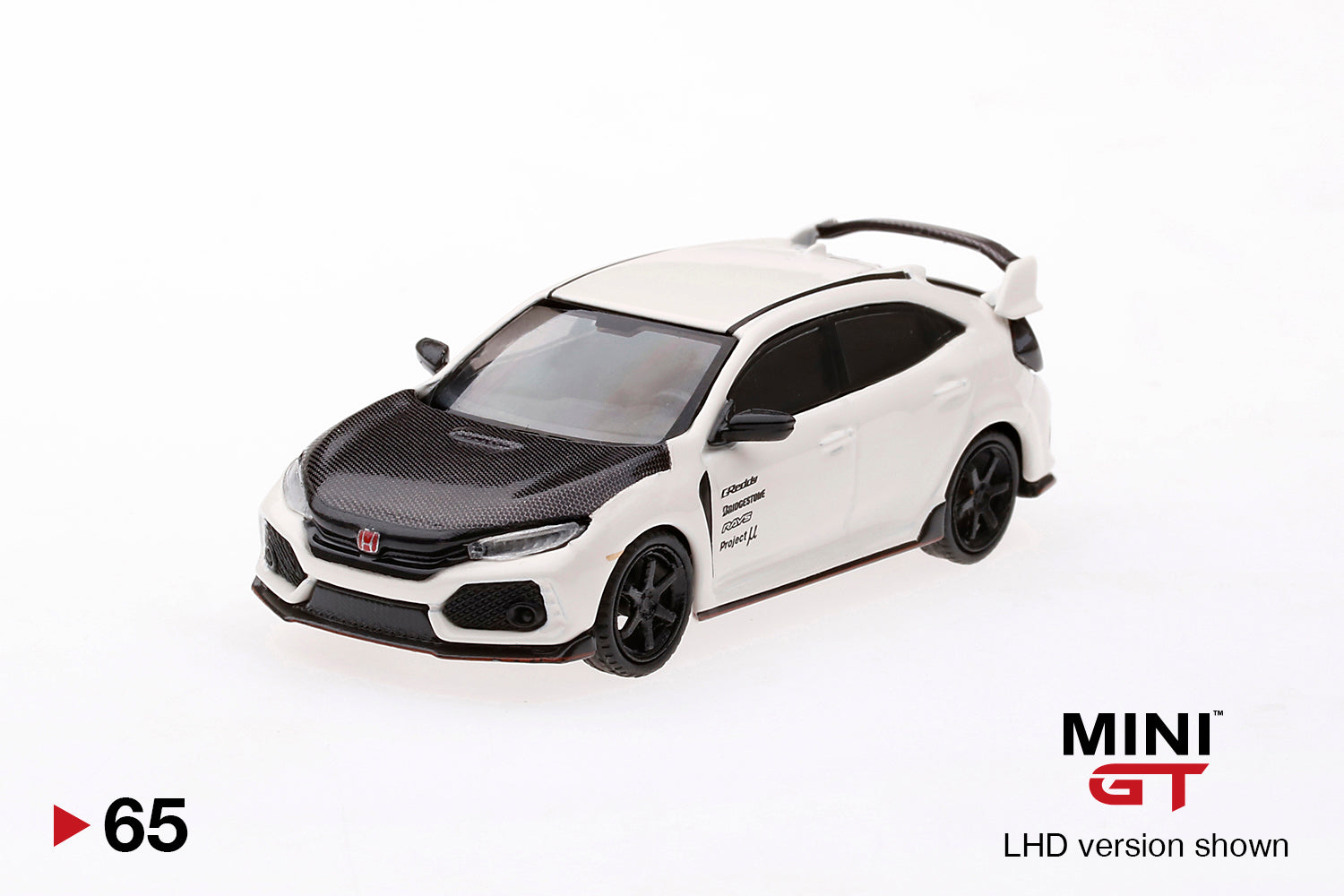 Mô hình xe Mini GT 1:64 Honda Civic Type R (FK8) Championship white w/ Carbon Kit & TE37 Wheel - MGT00065