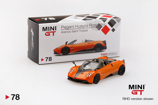 Mô hình xe Mini GT 1:64 Pagani Huayra Roadster Arancio Saint Tropez - MGT00078