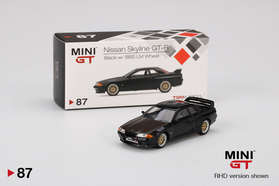 Mô hình xe Mini GT 1:64 Nissan Skyline GT-R (R32) Black w/ BBS LM Wheel - MGT00087