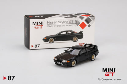 Mô hình xe Mini GT 1:64 Nissan Skyline GT-R (R32) Black w/ BBS LM Wheel - MGT00087