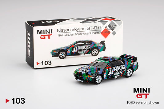 Mô hình xe Mini GT 1:64 Nissan Skyline GT-R (R32) Gr. A #87 HKS - MGT00103-R