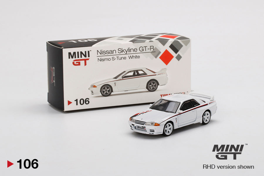 Mô hình xe Mini GT 1:64 Nissan Skyline GT-R (R32) Nismo S-Tune White - MGT00106