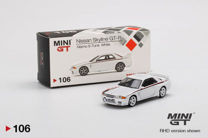 Mô hình xe Mini GT 1:64 Nissan Skyline GT-R (R32) Nismo S-Tune White - MGT00106