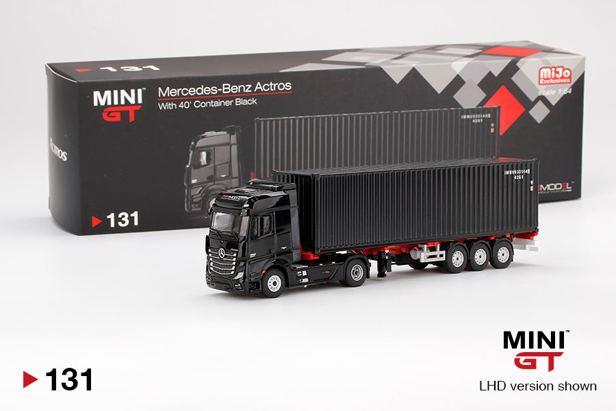 Mô hình xe Mini GT 1:64 Mercedes-Benz Actros w/ 40 Ft Container Black - MGT00131-MJ