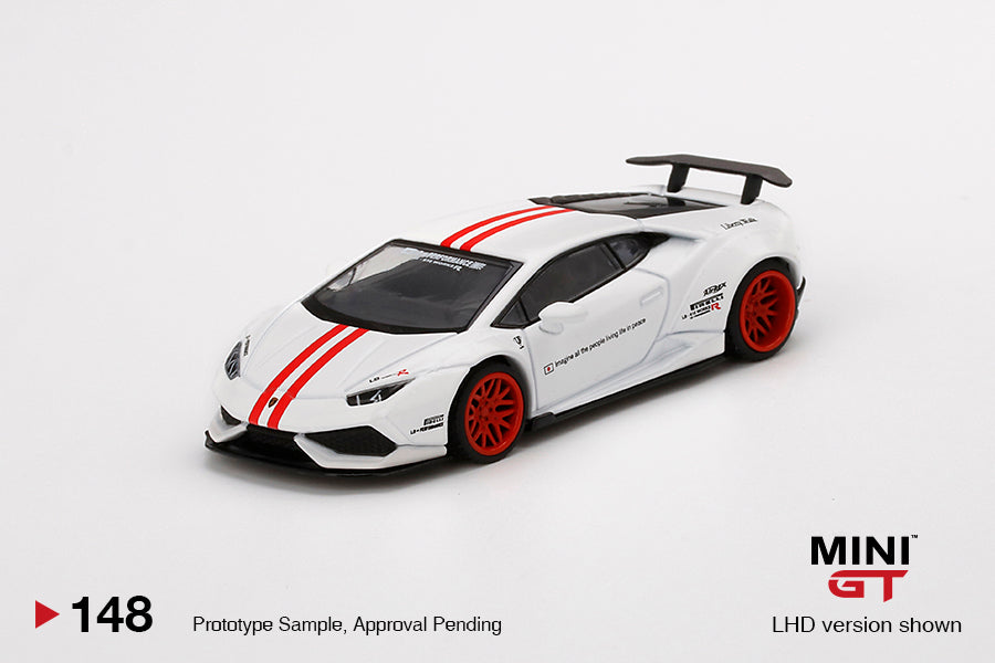 Mô hình xe Mini GT 1:64 LB★WORKS Lamborghini Huracán ver. 1 White w/ Red Stripe - MGT00148