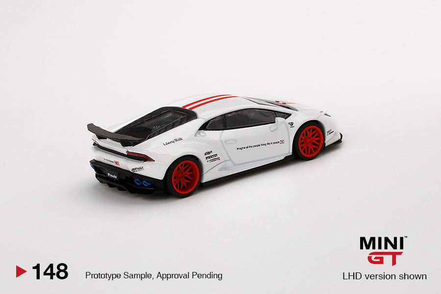 Mô hình xe Mini GT 1:64 LB★WORKS Lamborghini Huracán ver. 1 White w/ Red Stripe - MGT00148