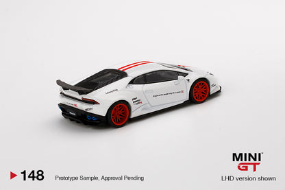 Mô hình xe Mini GT 1:64 LB★WORKS Lamborghini Huracán ver. 1 White w/ Red Stripe - MGT00148