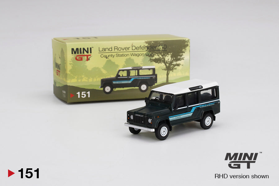 Mô hình xe Mini GT 1:64 Land Rover Defender 110 1985 County Station Wagon Grey - MGT00151