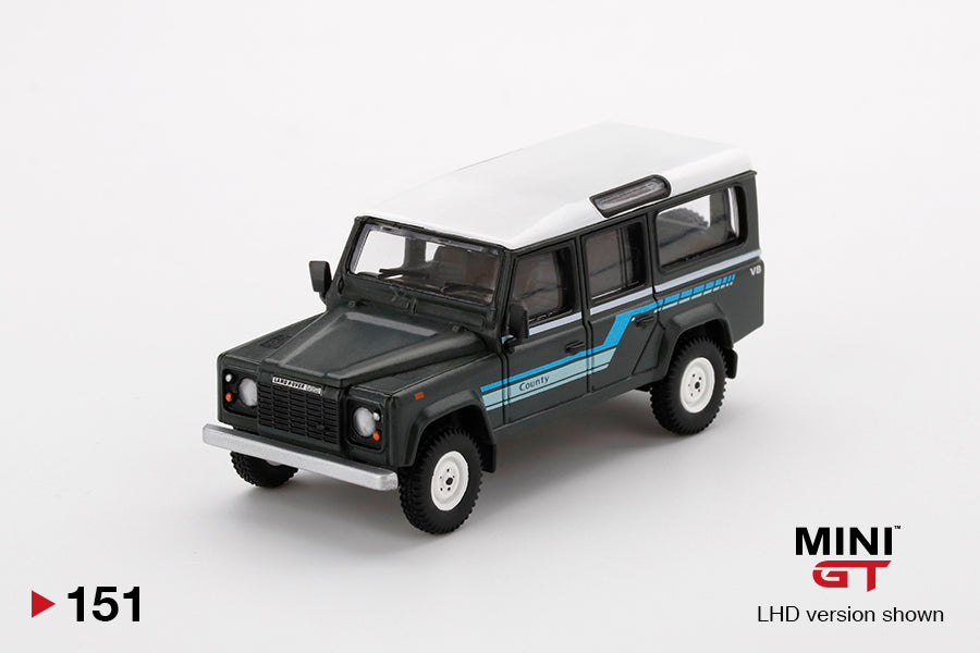 Mô hình xe Mini GT 1:64 Land Rover Defender 110 1985 County Station Wagon Grey - MGT00151