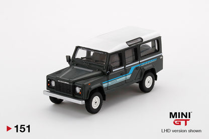 Mô hình xe Mini GT 1:64 Land Rover Defender 110 1985 County Station Wagon Grey - MGT00151