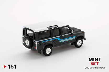 Mô hình xe Mini GT 1:64 Land Rover Defender 110 1985 County Station Wagon Grey - MGT00151