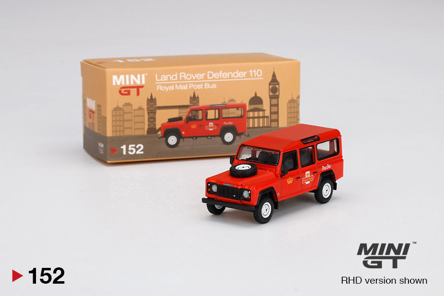 Mô hình xe Mini GT 1:64 Land Rover Defender 110 UK Royal Mail Post Bus - MGT00152