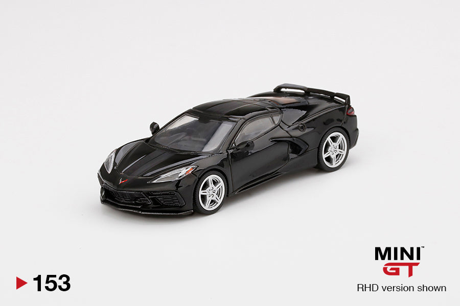 Mô hình xe Mini GT 1:64 Chevrolet Corvette Stingray Black w/ Midnight Gray Stripe - MGT00153
