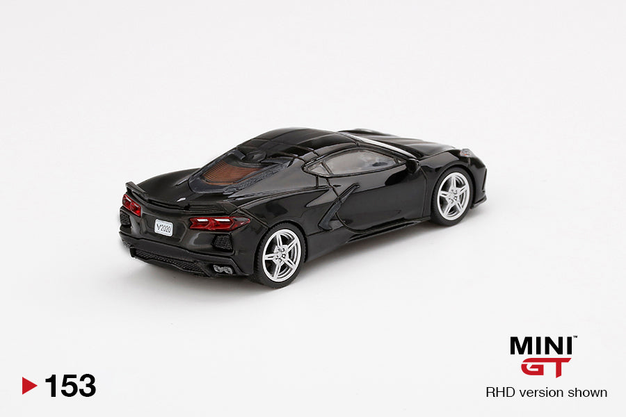Mô hình xe Mini GT 1:64 Chevrolet Corvette Stingray Black w/ Midnight Gray Stripe - MGT00153