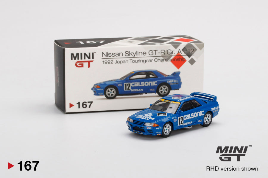 Mô hình xe Mini GT 1:64 Nissan Skyline GT-R (R32) Gr. A #12 Calsonic 1992 Japan Touringcar Championship - MGT00167