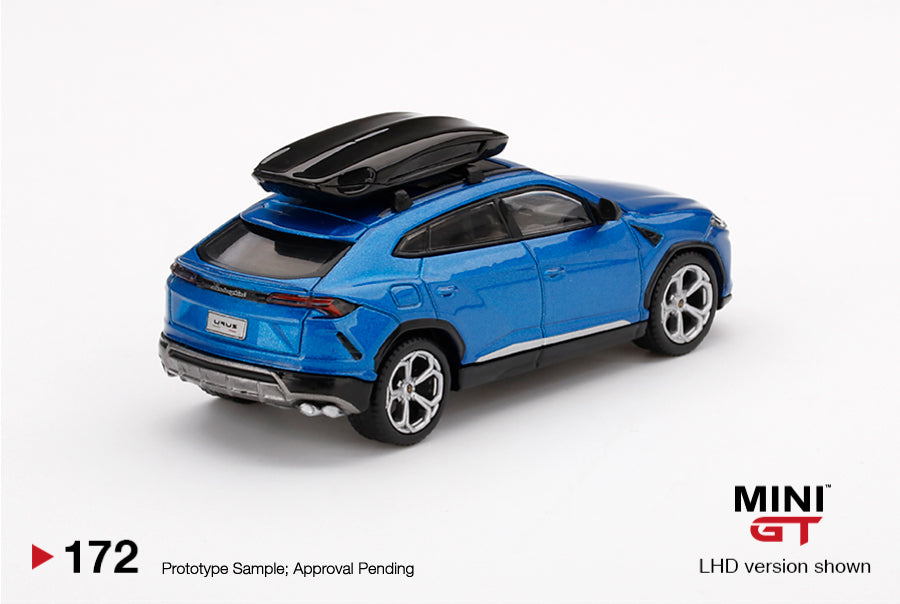 Mô hình xe Mini GT 1:64 Lamborghini Urus Blu Eleos w/ Roof Box - MGT00172