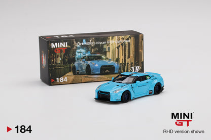 Mô hình xe Mini GT 1:64 LB★WORKS Nissan GT-R (R35) Type 1, Rear Wing ver 2 , Light Blue - MGT00184