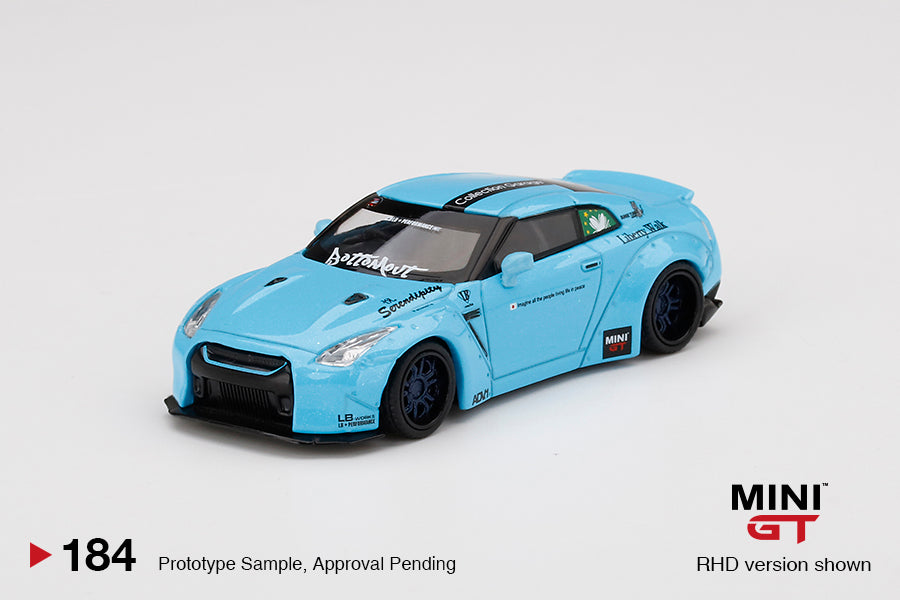 Mô hình xe Mini GT 1:64 LB★WORKS Nissan GT-R (R35) Type 1, Rear Wing ver 2 , Light Blue - MGT00184