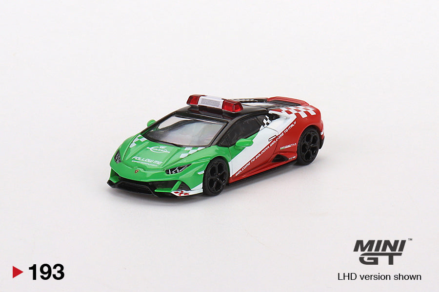 Mô hình xe Mini GT 1:64 Lamborghini Huracán EVO Bologna Airport 2020 Follow-Me Car - MGT00193