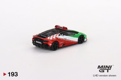 Mô hình xe Mini GT 1:64 Lamborghini Huracán EVO Bologna Airport 2020 Follow-Me Car - MGT00193