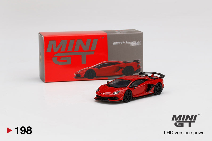 Mô hình xe Mini GT 1:64 Lamborghini Aventador SVJ Rosso Mars - MGT00198