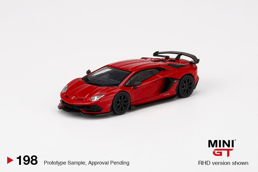Mô hình xe Mini GT 1:64 Lamborghini Aventador SVJ Rosso Mars - MGT00198