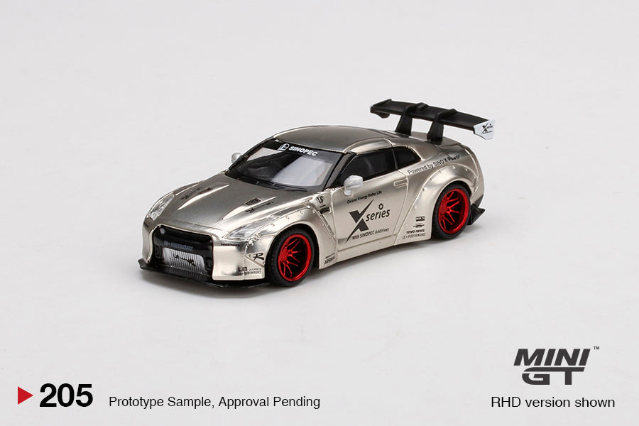 Mô hình xe Mini GT 1:64 LB★WORKS Nissan GT-R R35 Type 1, Rear Wing ver 1 Satin Silver - MGT00205-SP