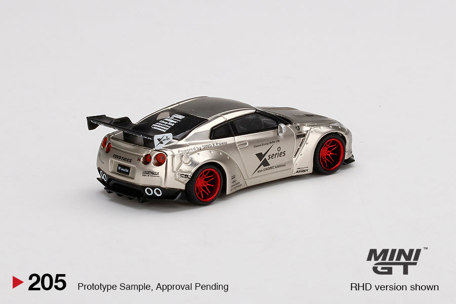 Mô hình xe Mini GT 1:64 LB★WORKS Nissan GT-R R35 Type 1, Rear Wing ver 1 Satin Silver - MGT00205-SP